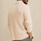 Men's Cssic  British Beige Wool Striped Cardigan