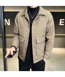 Casual Business Men's Ripple Textured Long Sleeve Jacket