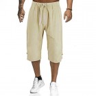 Men's Linen Solid Color Casual Mid Length Shorts