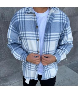 Check Striped Textured Long Sleeve Shirt/Jacket