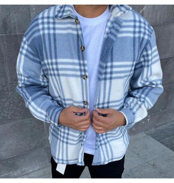 Check Striped Textured Long Sleeve Shirt/Jacket