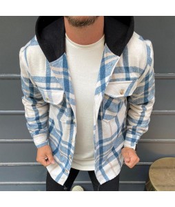 Mens Fashion Grid Hoodie Jacket