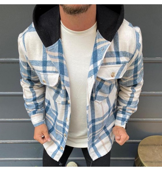 Mens Fashion Grid Hoodie Jacket