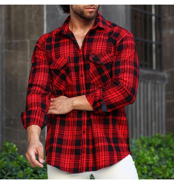 Casual Long Sleeve Pocket Men's Shirt