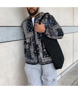 Mens Loose Fashion Print Jacket