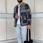 Mens Loose Fashion Print Jacket