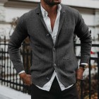 Men's Solid V-Neck Long Sleeve Pocket Knit Cardigan