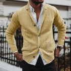 Men's Solid V-Neck Long Sleeve Pocket Knit Cardigan