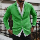 Men's Solid V-Neck Long Sleeve Pocket Knit Cardigan