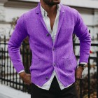 Men's Solid V-Neck Long Sleeve Pocket Knit Cardigan