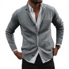 Men's Solid V-Neck Long Sleeve Pocket Knit Cardigan