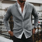 Men's Solid V-Neck Long Sleeve Pocket Knit Cardigan