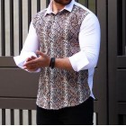 Men's Snake Print Colorblock Print Shirt  Outdoor Casual Long Sleeve Shirt