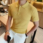 solid color slim-fit pel knitted casual polo shirt