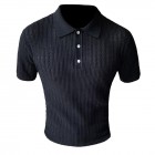 solid color slim-fit pel knitted casual polo shirt