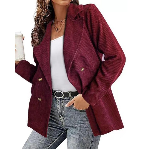 Ins Hot Models European And American Women's Tops For Autumn And Winter   Solid Color Jacket Bzers