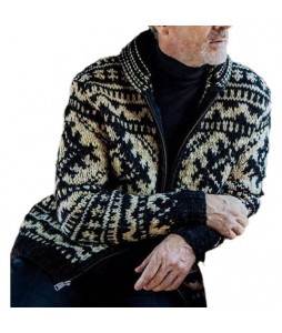 Men's  Jacquard Long Sleeve Cardigan