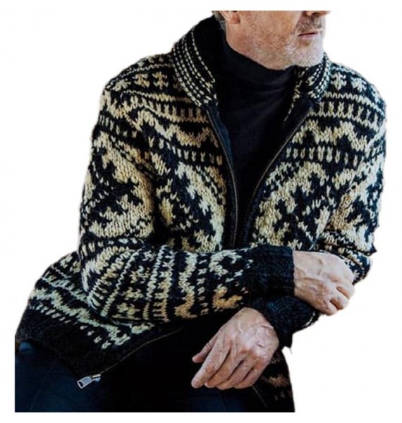 Men's  Jacquard Long Sleeve Cardigan