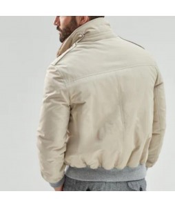 Men's -White Cssic  Plush Heavyweight Bomber Jacket