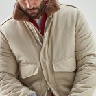 Men's -White Cssic  Plush Heavyweight Bomber Jacket