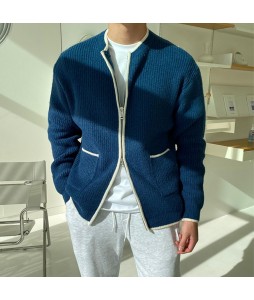 Gentleman's Simple Casual Zipper Knit Cardigan