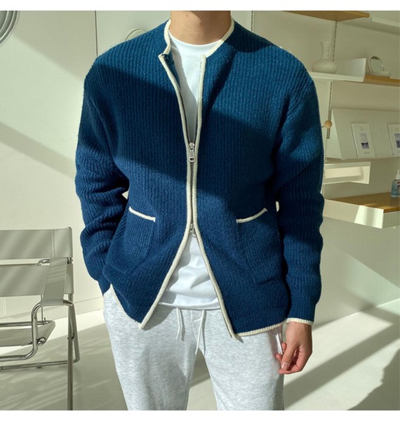 Gentleman's Simple Casual Zipper Knit Cardigan