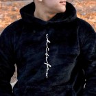 Men's Plush Warm Graphic Embroidery Hooded Sweatshirt