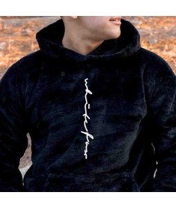 Men's Plush Warm Graphic Embroidery Hooded Sweatshirt