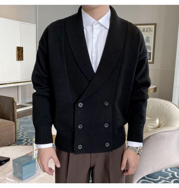 Gentleman Autumn And Winter Double Button Knitted Cardigan