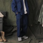 Fashion Retro Men's Denim Blue Cargo Pants