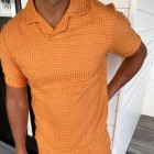 Herringbone Jacquard Color Block Slim Fit Polo Shirt