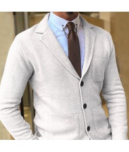 Men's Business Casual Suit Colr Knit Cardigan