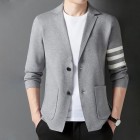 Men's Casual Pin Long Sleeve Knit Sweater