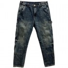 Loose distressed retro stitching tooling motorcycle jeans