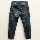 Loose distressed retro stitching tooling motorcycle jeans