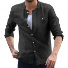 Men's Colrless Solid Casual Cotton Linen Long Sleeve Shirt