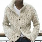 Men's Casual Solid Color pel Long Sleeve Knit Cardigan