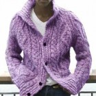 Men's Casual Solid Color pel Long Sleeve Knit Cardigan