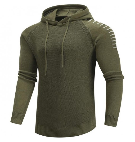 Men's Casual Solid Color Hooded Knit Sweater