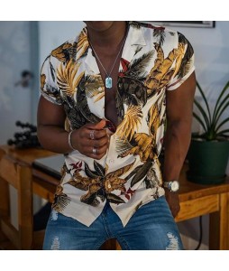 Casual floral print short sleeve shirt