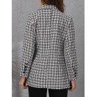 dies Houndstooth Long Sleeve Casual Coat