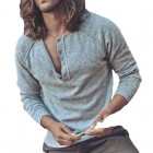 Men's  Casual Long Sleeve Button Henley Colr Sweater