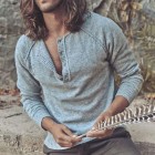 Men's  Casual Long Sleeve Button Henley Colr Sweater