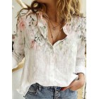 Casual Flower Print pel Long-sleeved Casual Blouse