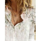 Casual Flower Print pel Long-sleeved Casual Blouse