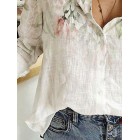 Casual Flower Print pel Long-sleeved Casual Blouse