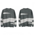 Round Neck Contrast Long-sleeved Knitted Sweater