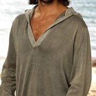 Men's Beach Boho Linen Hooded Long Sleeve T-Shirt