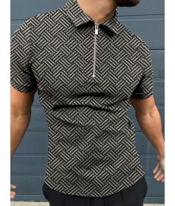 Herringbone jacquard polo shirt