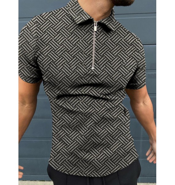 Herringbone jacquard polo shirt